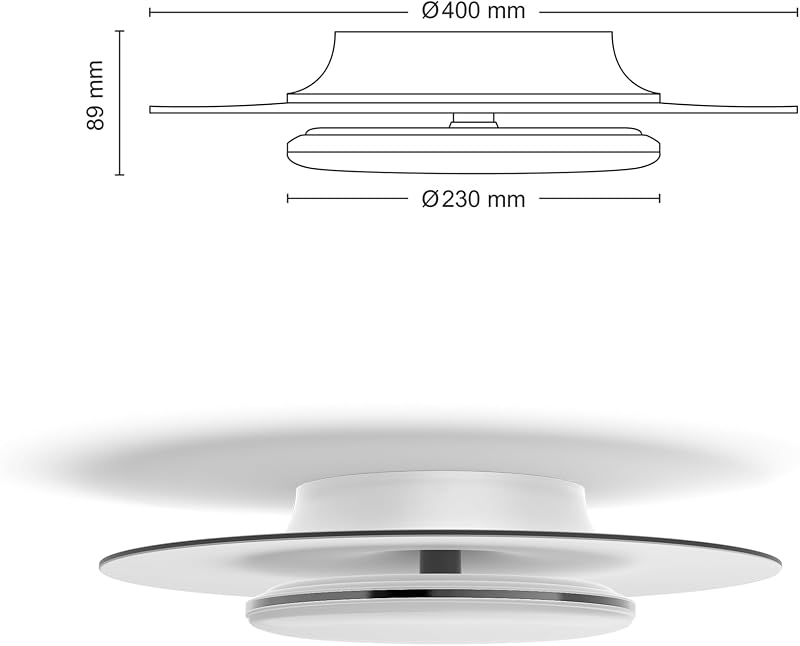 LED Garnet SceneSwitch, Plafoniera Rotonda, Luce Bianca Calda, Dimmer a Fasi, 30W, Nero