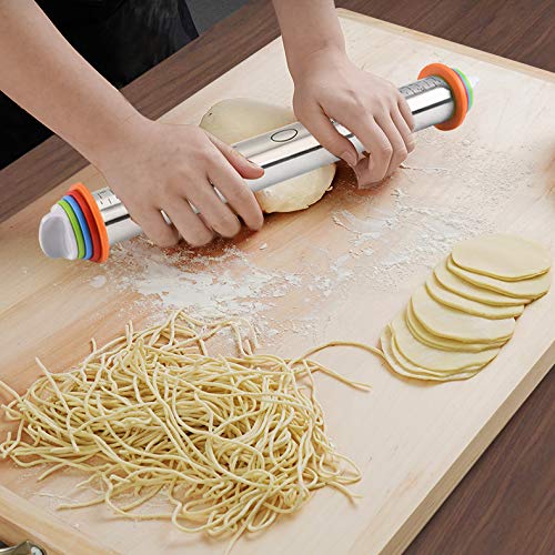 Rolling Pin, MELOP Adjustable Roller Pin with 4 Size Removable