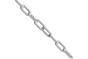 hannger Stainless Steel Chain, 1/4" × 16.4' Heavy Duty Strong Safety Chain Link Chain, Thick Metal Chainlink Tough Mooring Chain for Boat, Anchor Chain, Fence Gates, Anti-Theft, Swing, Tire Chain