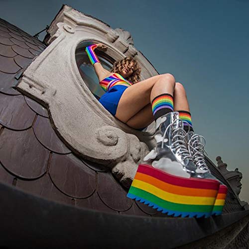 clear rainbow platform boots