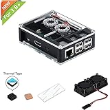 iUniker Raspberry Pi Case Acrylic ABS Case with New Version Dual Fan Heatink for Rasberry Pi 3 Model B+/ Pi 3B+