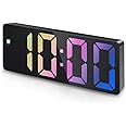 AMIR Digital Alarm Clock, Rainbow LED Clock for Bedroom, Modern Desk Clock with Temperature Display, Adjustable Brightness, Voice Control, 12/24H Display Small Clock for Home, Bedroom, Office