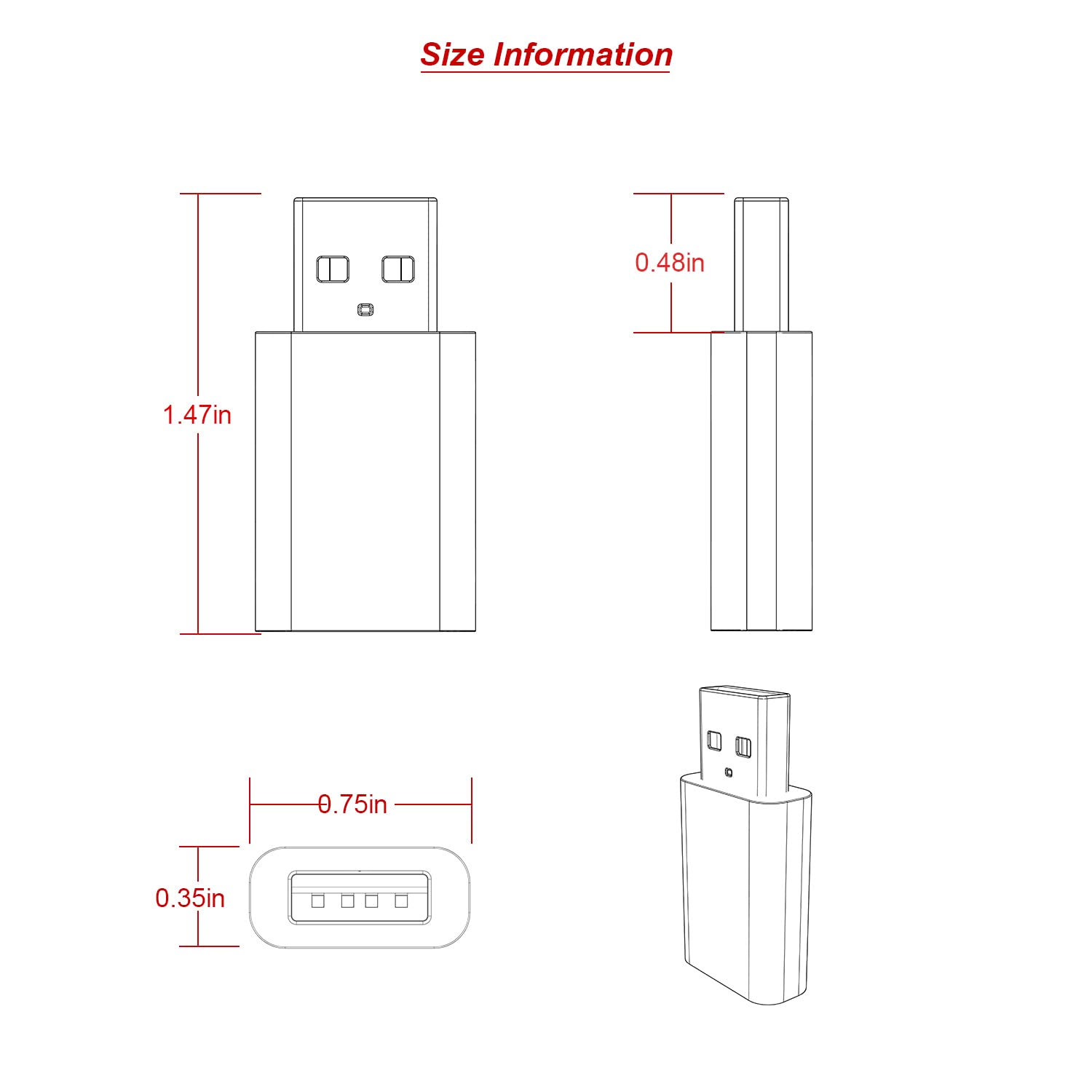 LMUBOY USB Male to USB-C Female Adapter Pack-2,Type-C to Type-A Charger Cable Converter for Apple Watch Series 10/9/8/7/SE/Ultra,MagSafe Charger,iPhone 16 15 14 13 12 Pro Max,Galaxy S25 S24 S23 S22