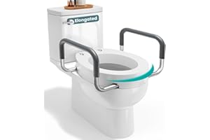 PELEGON Raised Toilet Seat With Handles (300lb) Toilet Seat Risers for Seniors, Raised Toilet Seat for Handicap Toilet Seat For Elderly & Disabled - Elongated Seat