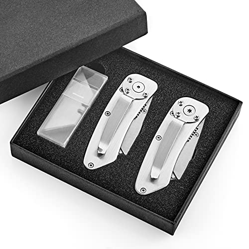 Utility Knife Box Cutter Knife 2 Pack Stainless Steel Folding Knife