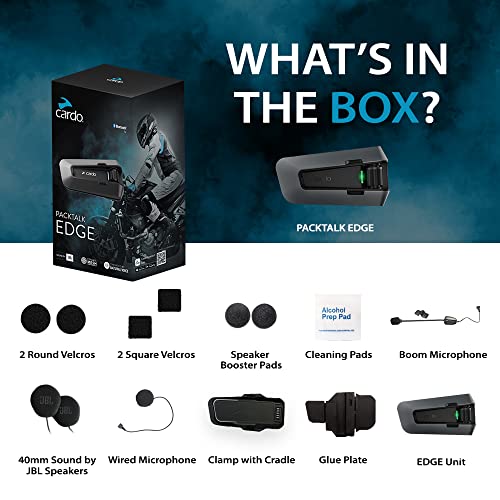 Cardo PACKTALK EDGE Motorcycle Bluetooth Communication System Intercom with Headset - Twin Pack