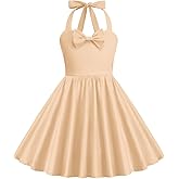 1950s Vintage Dresses for Girls Halter Dress Sleeveless Bowknot Heart Neck 4-12 Years