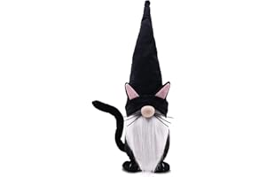 Upltowtme Black Cat Gnome Spring Decorations Collectible Figurines Gnome Plush Farmhouse Home Gift for Women