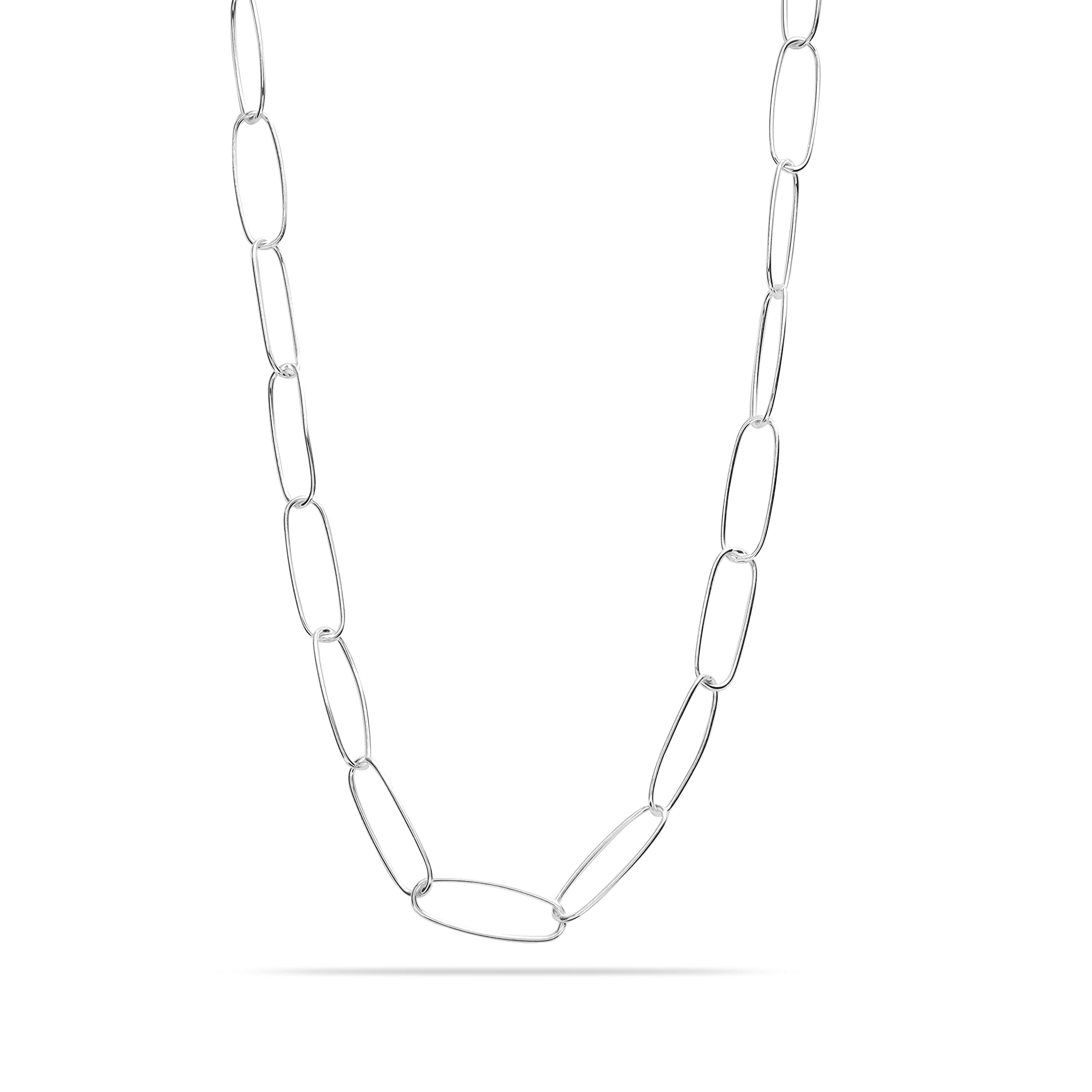 LeCalla 925 Sterling Silver Italian 6.5-MM Paperclip Link Chain Necklace for Women 24 Inches