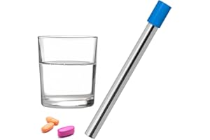 PILL THING EZ Pill Swallowing Straw,Stainless Steel Pill Swallowing Aid for Adults & Kids, Reusable Dishwasher-Safe with Silicone Tip & Mesh Holder, Makes Swallowing Pills Tablets Easier (Pack of 1)