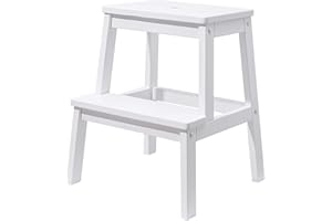 Houchics Step Stools for Adults,Wooden Step Stool with 400lb,Wood StepStool Heavy Duty Kitchen Step Stool, Stepping Stool Sui