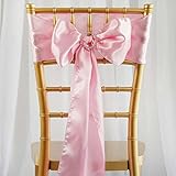 Efavormart 25pcs Pink Satin Chair Sashes Tie Bows for Wedding Events Decor Chair Bow Sash Party Decoration Supplies 6 x106
