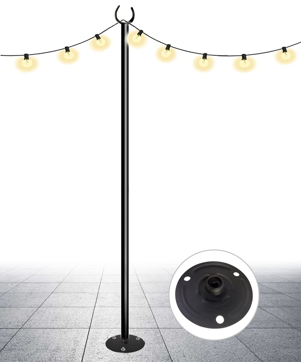 Photo 1 of 10FT String Light Pole for The Outdoor, Heavy Duty Metal Lighting Stand Pole for Hard Soil Wood Backyards Patio Weddings Holiday Party Decorations (1 Pack)