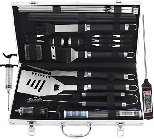 grilljoy Ensemble Barbecue, 25pcs Barbecue Accessoire avec résistant à la Chaleur dans Le Cas, Premium complète kit Barbecue en Plein air ustensiles pour Barbecue Ensemble pour Homme - Mes Grillades grilljoy Ensemble Barbecue, 25pcs Barbecue Accessoire avec résistant à la Chaleur dans Le Cas, Premium complète kit Barbecue en Plein air ustensiles pour Barbecue Ensemble pour Homme