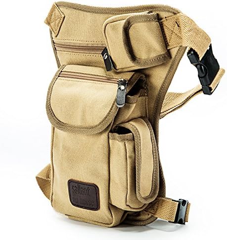 Luerman Men Multifunctional Cotton Racing Drop Leg Pounch, Waist Fanny Bag (Khaki)