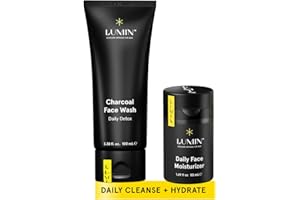 Lumin - Dynamic Duo - Skin Care kit for Men - Includes: Charcoal Face Wash Daily Detox & Daily Face Moisturizer,Suitable for 