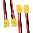 Amass 2 Pairs XT90S Pigtails XT90 Wire XT-90S XT 90 Plug Male and Female Connector 150mm 10AWG Silicon Wire for RC Lipo Battery FPV Racing Drone …