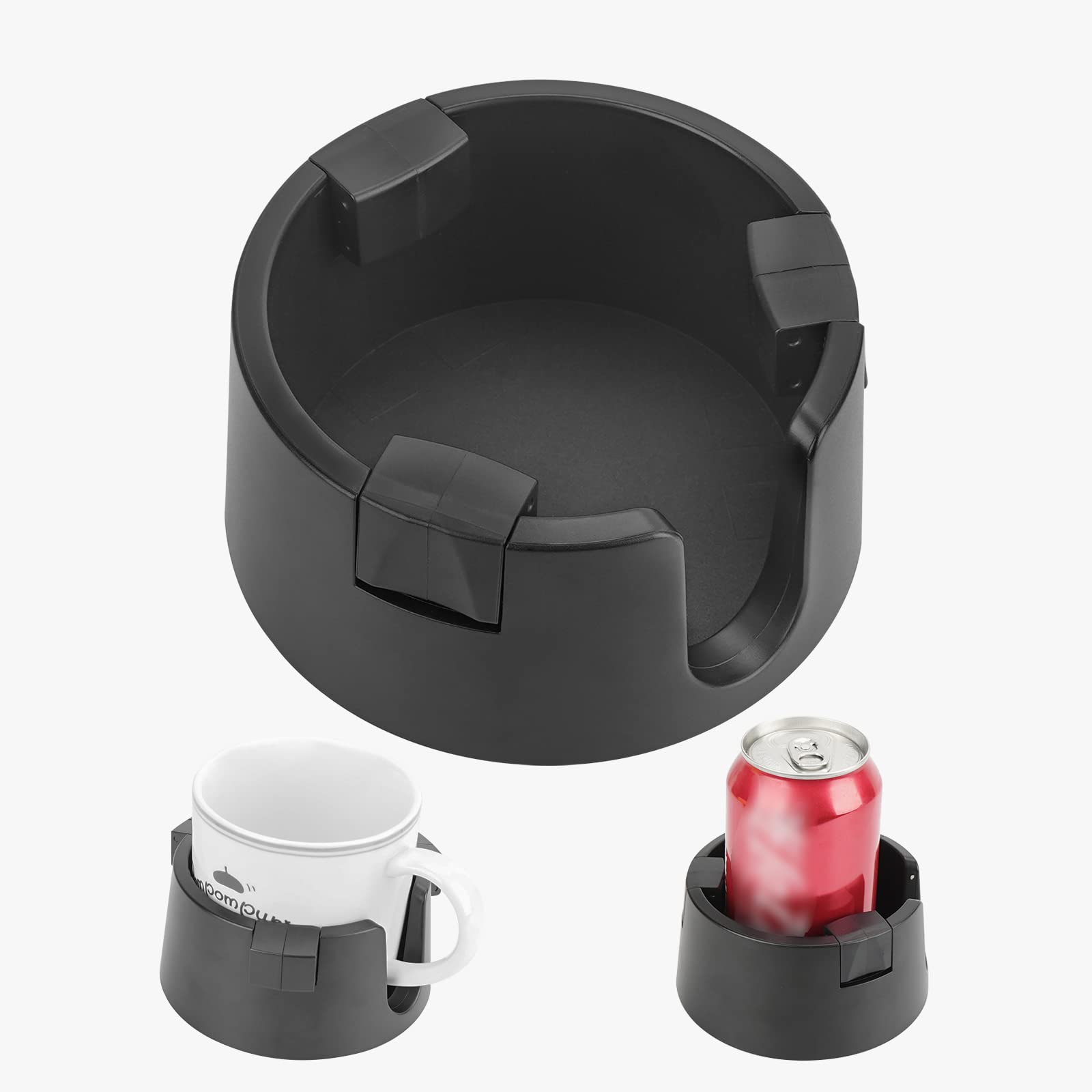 Photo 1 of Adorila Anti-Spill Cup Holder, Adjustable Inner Diameter Drink Coaster with Sticker, Drink Holder for Home Office Outdoors (Black)