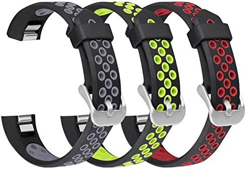 SKYLET Compatible Fitbit Alta/Alta HR/Fitbit Ace Bands, 3 Pack Soft Sport Wristbands Silicone Breathable Replacement with Secure Metal Clasp Fitness Strap Men Women Kids Small Large (No Tracker)
