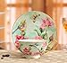 ufengke European Royal Court Tea Cup, Upscale Bone China Coffee Cups Set with Saucer, Flower and Bird Painting, Green