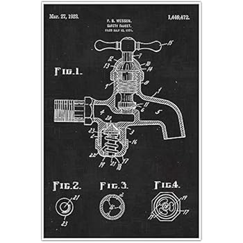 Faucet Patent Print, Blueprint Poster Wall Art
