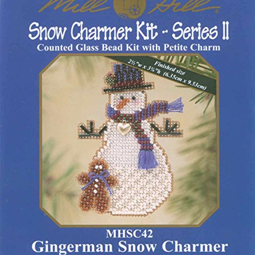 Gingerman Snow Charmer Beaded Counted Cross Stitch Christmas Ornament Snowman Kit Mill Hill 2003 Snow Charmers HSC42