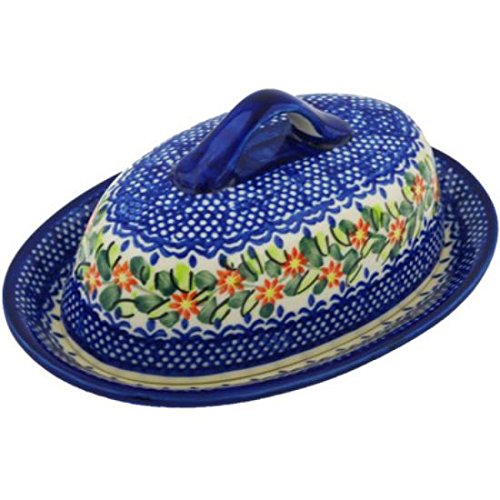 Click Here to See More Images Ceramika Bona H0570H Polish Pottery Ceramic Butter Dish Hand Painted, 8-Inch