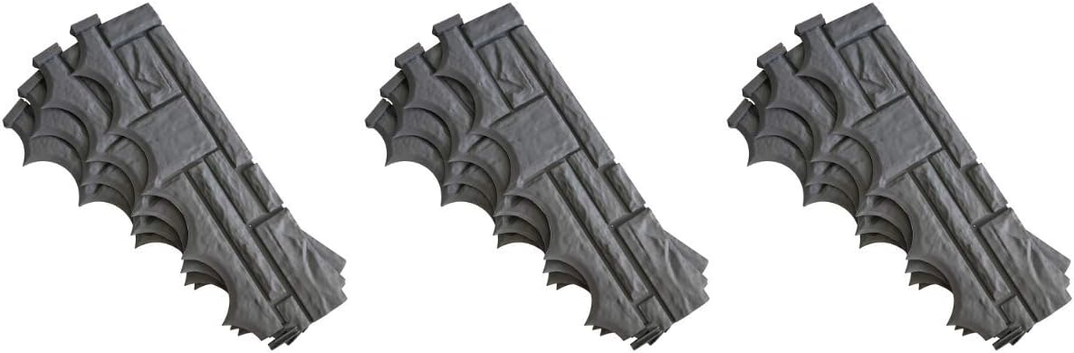 KCT 3 Pack - Grey Brick Wall Garden Border Edging - 12 Pieces Total