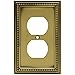 Brainerd 64400 Beaded Single Duplex Outlet Wall Plate / Switch Plate / Cover, Tumbled Antique Brass