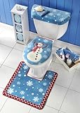 Snowman Bathroom Toilet Seat Cover And Rug Set