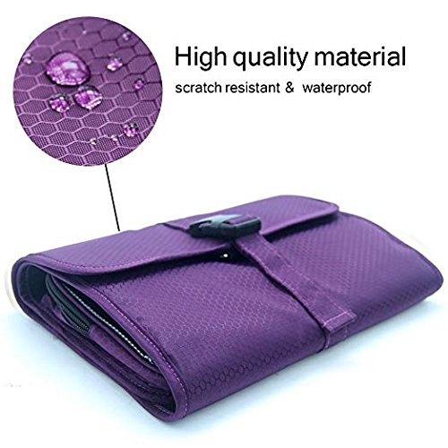 Travel Hanging Toiletry Bag Travel Kit Organizer Cosmetic Makeup Waterproof Wash Bag for Women Girls Travel Case for Bathroom Shower (Purple)