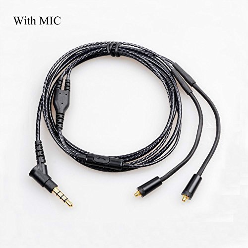 Replacement Cable for Earphones MMCX jack 3.5mm Stereo Mini Cable Adapter Cord for SHURE (With Microphone)