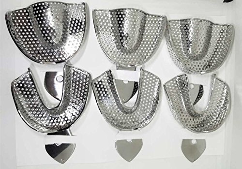Extra Large Dental Impression trays 6 trays with 3 upper and 3 lowers stainless steel by Wise Linkers USA