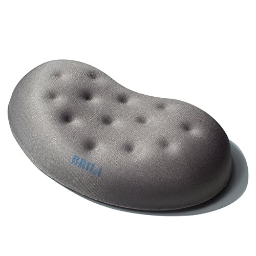 BRILA Ergonomic Memory Foam Mouse Wrist Rest Support Pad Cushion for Computer, Laptop, Office Work, PC Gaming - Massage Holes Design - Wrist Pain Relief (Grey Mouse Wrist Rest)