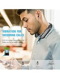 Auriculares Bluetooth 2 en 1, Doltech correa para el cuello inalámbrico con auriculares retráctiles, sonido estéreo 3D resistente al agua auriculares llamada vibración alarma micrófono integrado