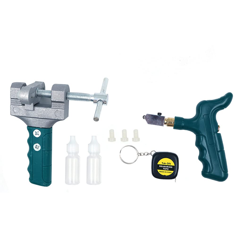 Tiardey Glass Tile Tool Kit 10 Pcs Glass Tool Kit 2 in 1 Portable Tile Tool,Tile Opener Hard Alloy 6mm Wheel for Glass Home Glass