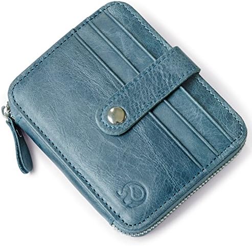 Women Genuine Leather Wallet Coin Travel Card Case Blue Color