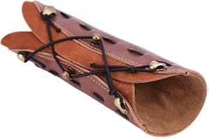 Archery Arm Guard, Archery Longbow Leather Arm Guard Forearm Safe Protecting Gear Strap Armband