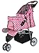 VIVO Pink 3 Wheel Pet Stroller for Cat, Dog and More, Foldable Carrier Strolling Cart, STROLR-V003N