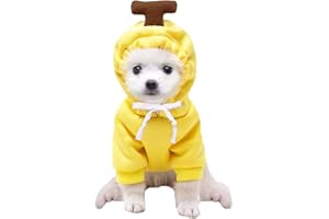 XIAOYU Pet Clothes Dog Hoodies Warm Sweatshirt Coat Puppy Autumn Winter Apparel Jumpsuit with Fruit Hood, Banana, L
