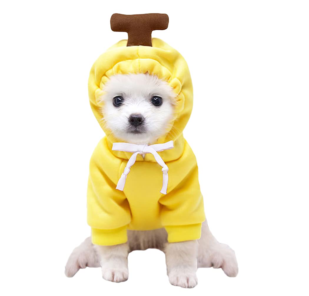 XIAOYU Banana Pet Costume Christmas Dog Fun Fruit Hoodie Fleece Dog Sweatshirt for Halloween Cosplay Puppy Jumpsuit Cat Clothes(L)