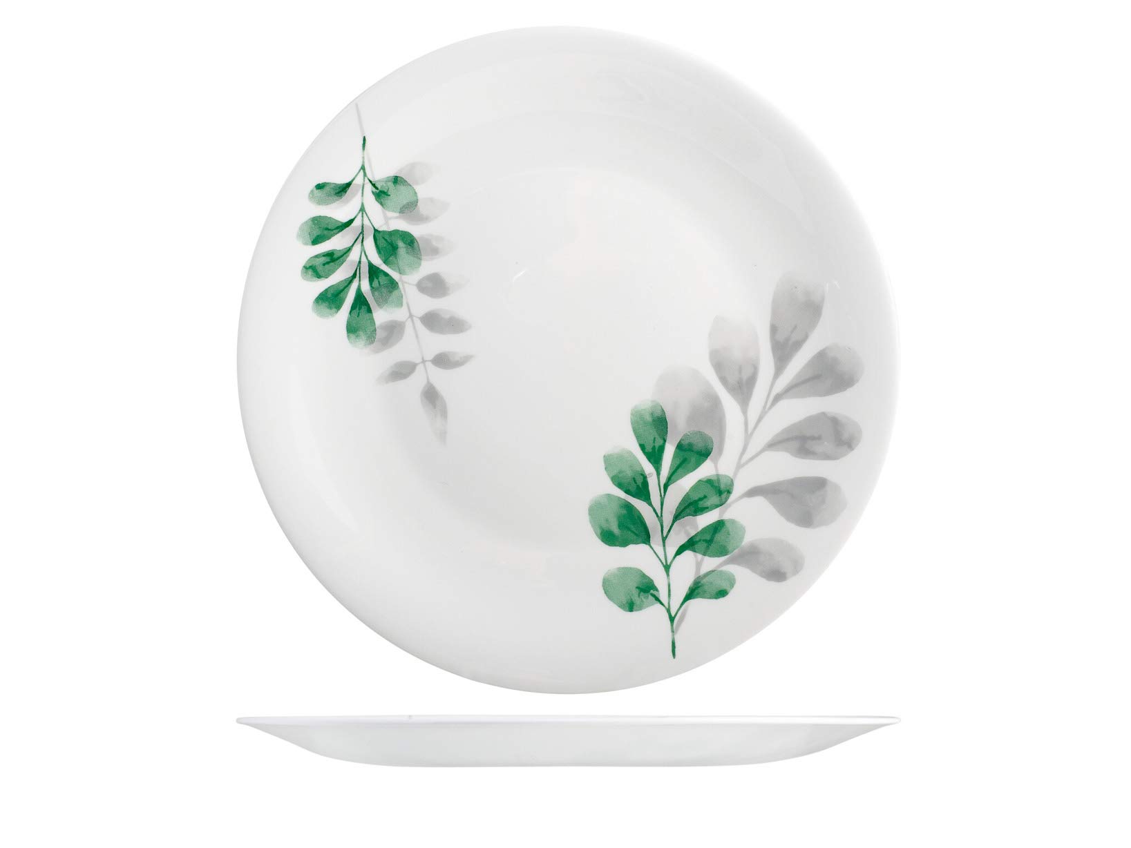 H&H 826108 Botanica Set of 6 Dinner Plates, Opal Glass, Green, 27 cm