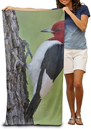 Red Headed Woodpecker Microfiber Beach Towel - Quick Dry Travel Towel, Lightweight, Absorbent, Compact 51" X 31.5" Pool Towel