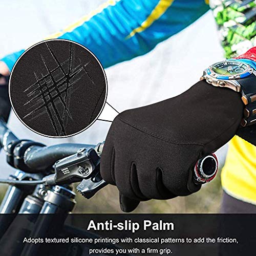 Cycling Gloves,Winter Running Gloves Winter Warm Gloves for Men & Women, Touchscreen Gloves Cold Weather Cycling Gloves Windproof Winter Sports Gloves (Deep Black, S)