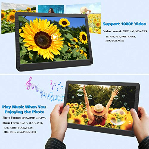 17 inch Digital Picture Frame, 1920x1080 IPS Screen Digital Photo Frame with 32G SD Card and Wall Mount, Motion Sensor, Auto Power On/Off, Music Support 1080P Video, SD Card and USB