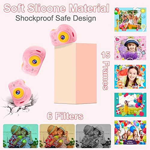 AILEHO Kids Camera for Girls Birthday Holiday Children Digital Video Camera for Kids Age 3 4 5 6 7 8 9 Years Old Toy Gifts Toddler Camera 8M 1080P 8GB Card Mini Toy Camera IPS 2\