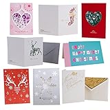 BHands Christmas Holidays Cards Set Assorted with 24 Cards & Envelopes Variety Pack with 8 Designs with Stockings Deer and Snowflake(set of 24pcs)No.2