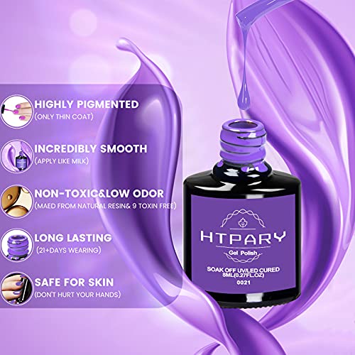 HTPARY Gel Nail Polish Kit, 6PCS Candy Colors Collection Summer Popular Gel Polish, Soak Off LED Gel Nail Polish Set for Nail Art Manicure Salon DIY at Home