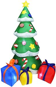 7 Foot LED Light Up Giant Christmas Tree Inflatable with 3 Gift Wrapped Boxes Perfect for Blow Up Yard Decoration, Indoor Outdoor Yard Garden Christmas Decoration