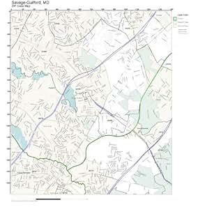 Amazon.com: ZIP Code Wall Map of Savage-Guilford, MD ZIP Code Map